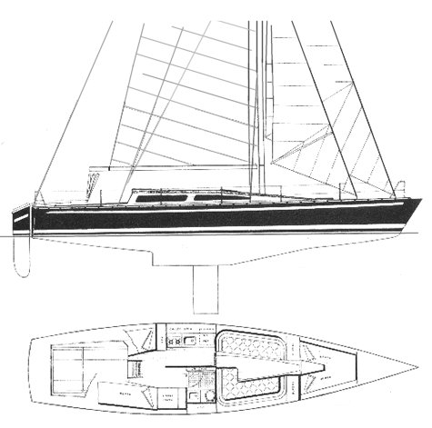 Adams 13 sailboat under sail