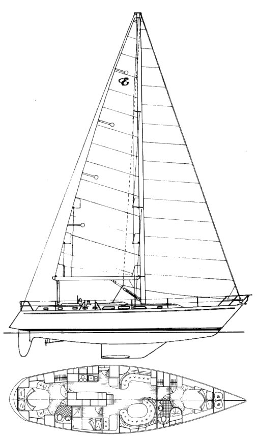 Endeavour 52 sailboat under sail