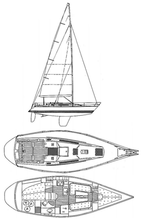 X 372 sport sailboat under sail
