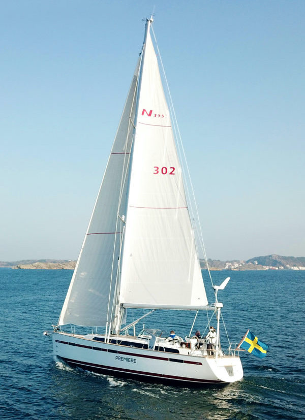 Najad 395 sailboat under sail