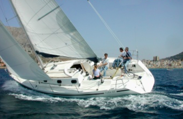 Isola 40 cruising sailboat under sail