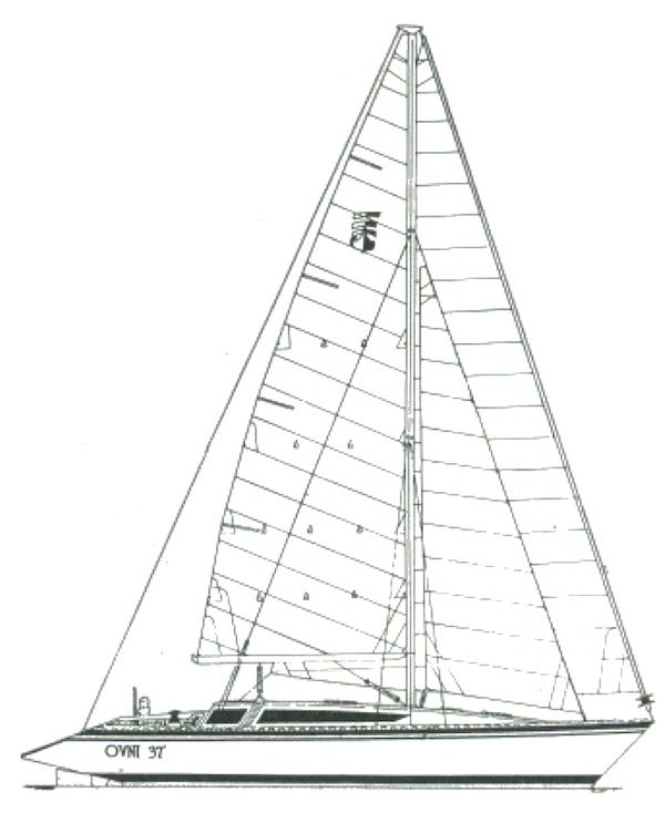 Ovni 37 sailboat under sail
