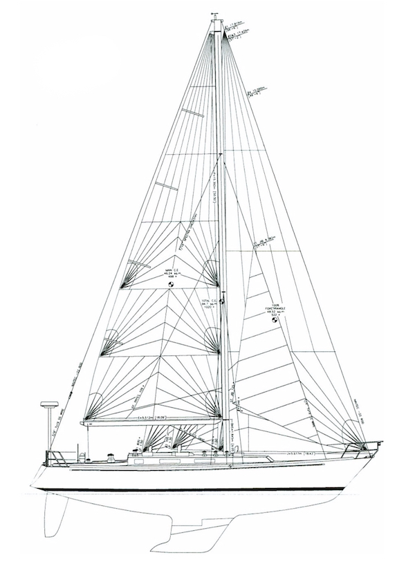 Navy 44 mk ii sailboat under sail