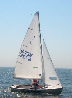 Blue jay sailboat under sail