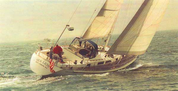 Pedrick 43 cheoy lee sailboat under sail
