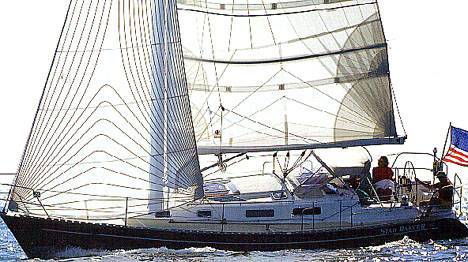 Freedom 35 pedrick sailboat under sail