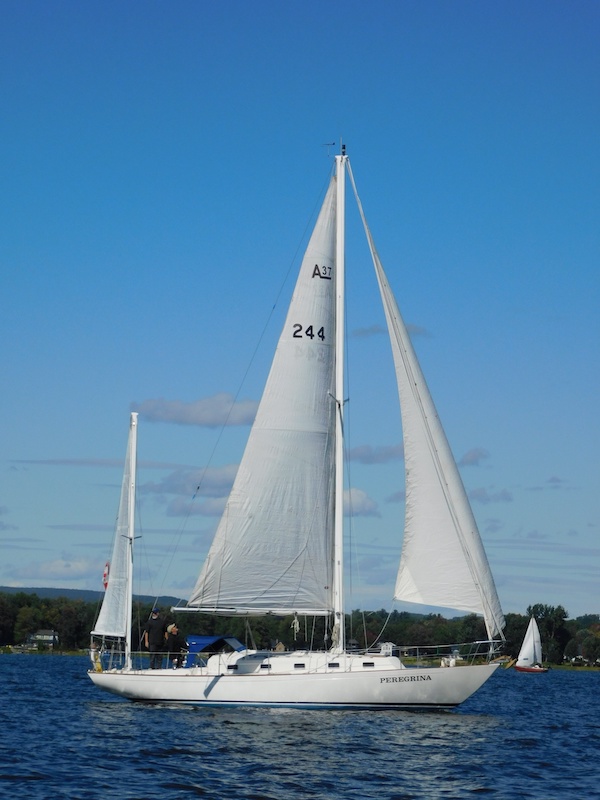 Alberg 37 sailboat under sail