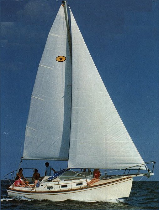 Island packet 26 mkii sailboat under sail