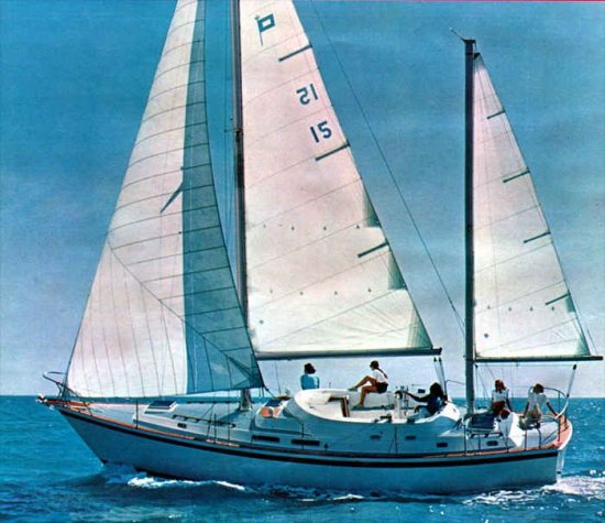 Pearson 419 sailboat under sail