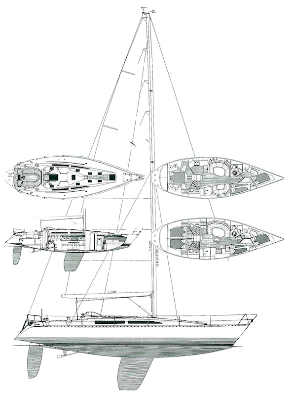 X 452 sailboat under sail