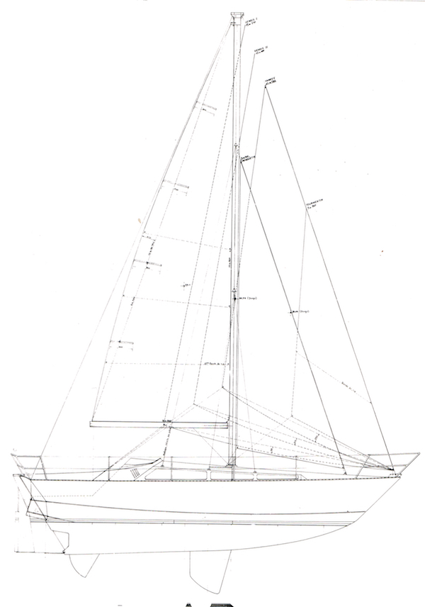 Trisbal 36 sailboat under sail