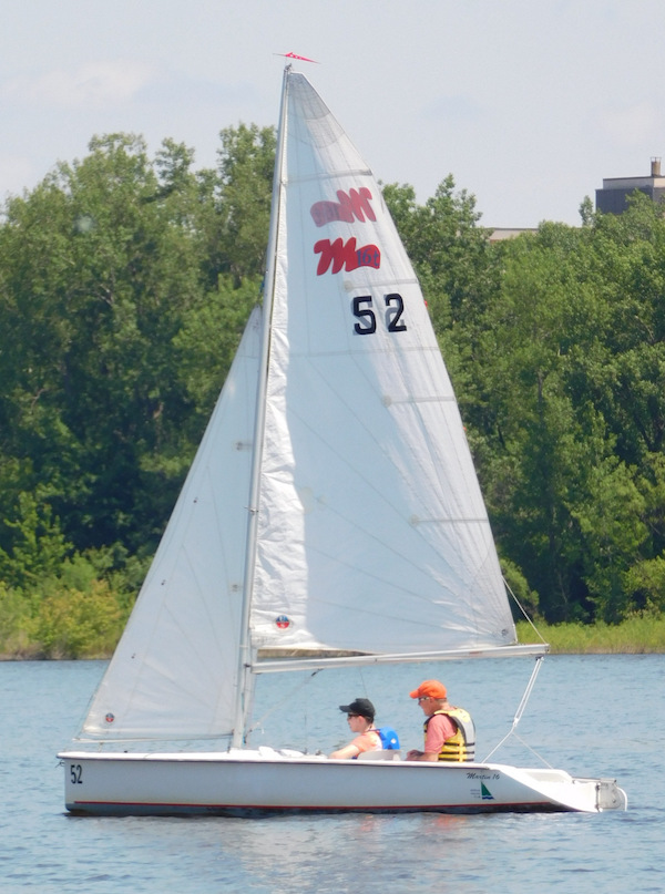 Martin 16 sailboat under sail