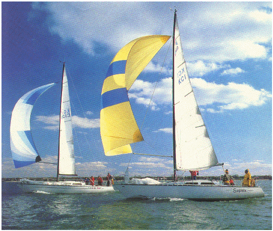 Abbott 33 sailboat under sail