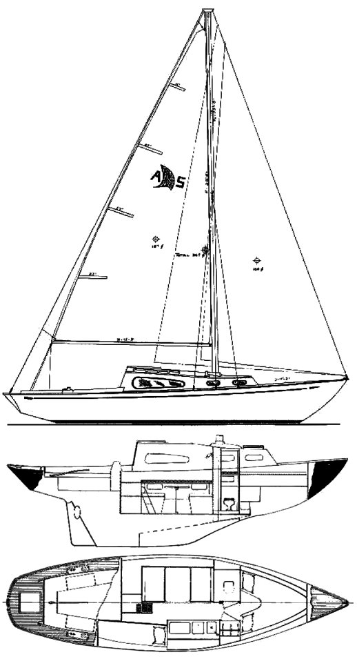 Acadian 30 paceship sailboat under sail