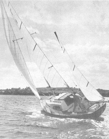 Acadian 30 ywl paceship sailboat under sail