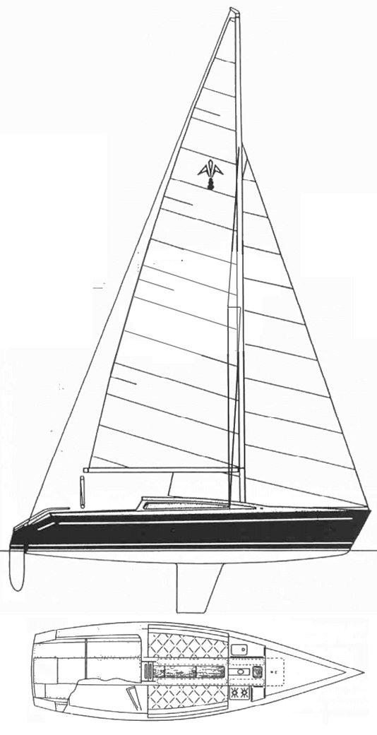 Adams 8 sailboat under sail