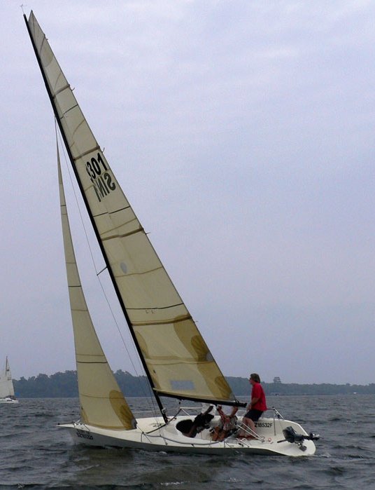 Admiralty 30 sailboat under sail