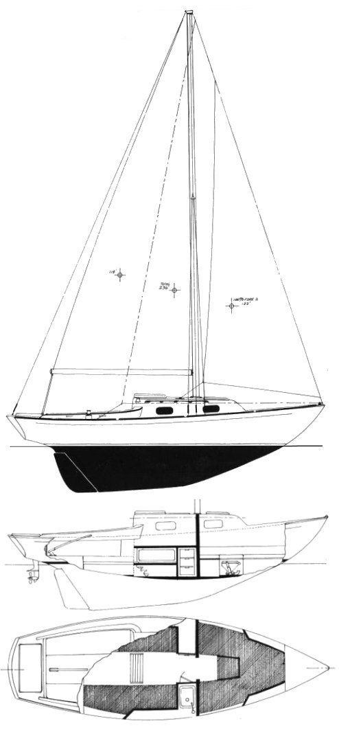Alberg 22 sailboat under sail