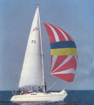 Alpha 29 albin sailboat under sail