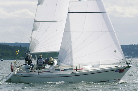 Delta 31 albin sailboat under sail