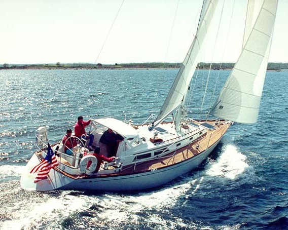 Alden 43 sailboat under sail