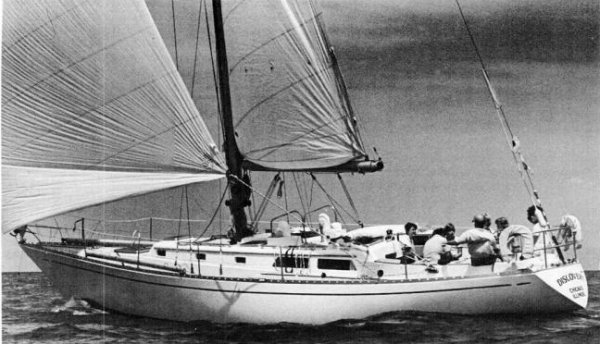 Alden 44 sailboat under sail