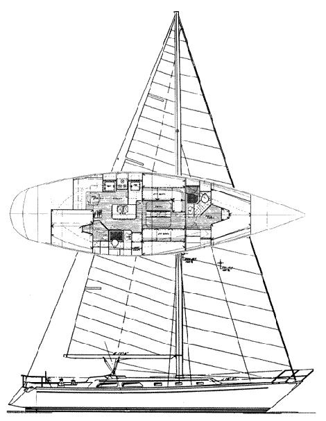 Alden 46 sailboat under sail