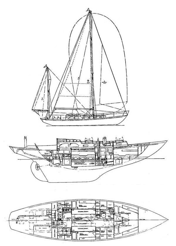 Nordfarer 42 alden sailboat under sail
