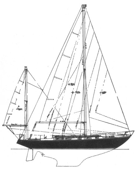 Allied 39 sailboat under sail