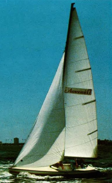 America 17 sailboat under sail
