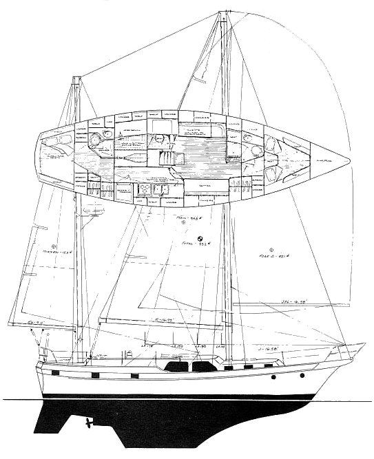 Antigua 44 sailboat under sail