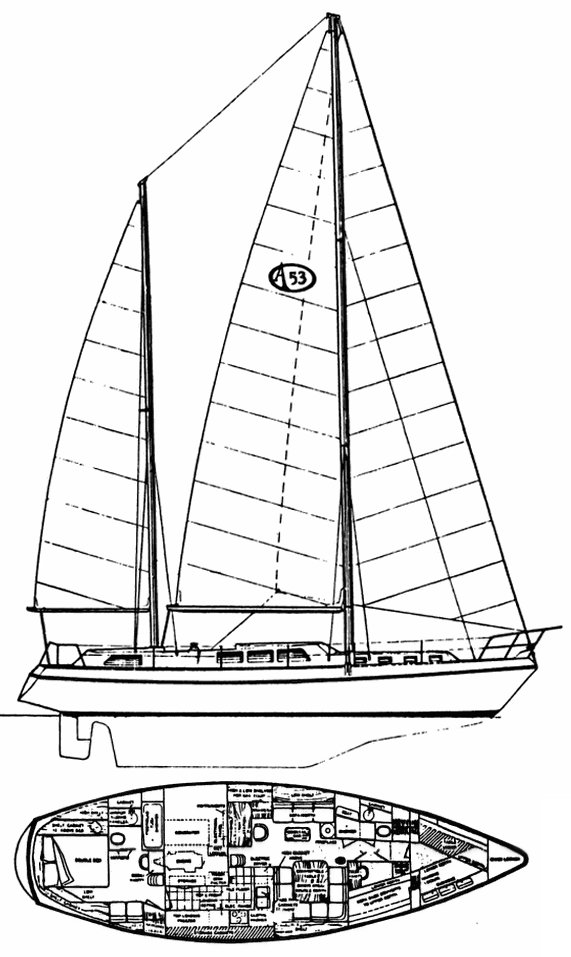 Antigua 53 sailboat under sail