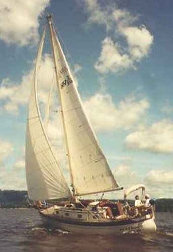 Baba 30 sailboat under sail