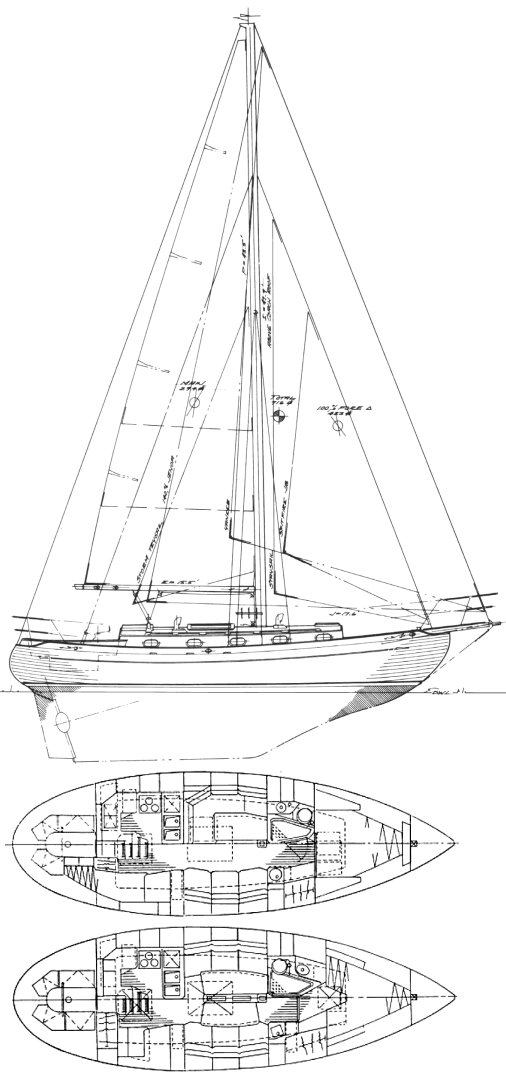 Baba 35 sailboat under sail
