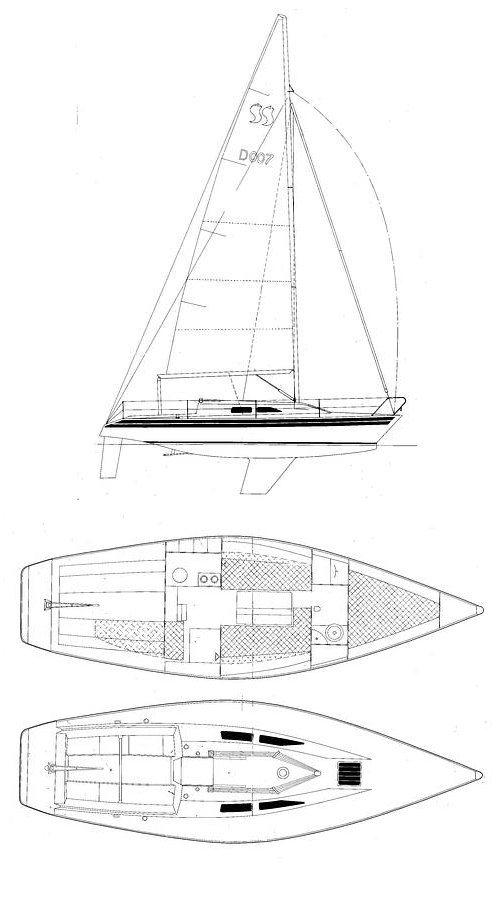 Banner 34 sailboat under sail