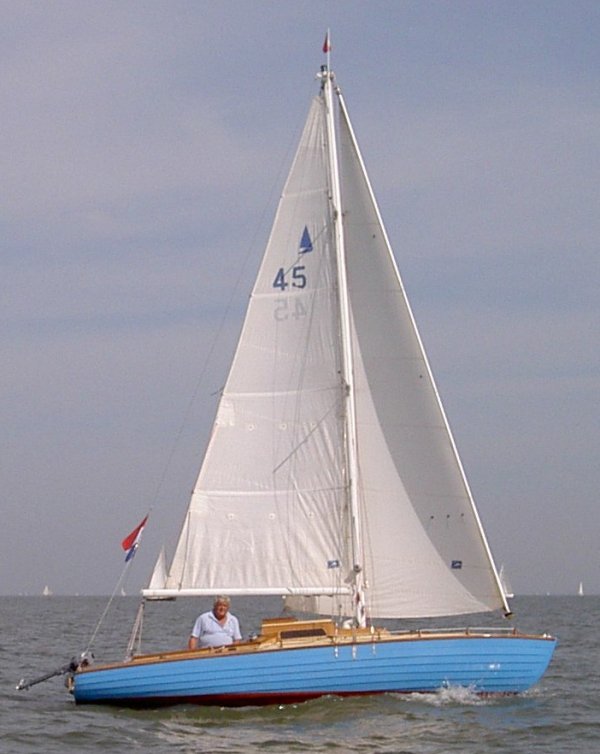 Barchetta class sailboat under sail