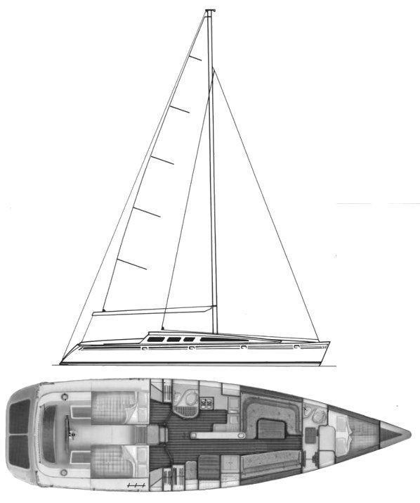 Barracuda 45 sailboat under sail