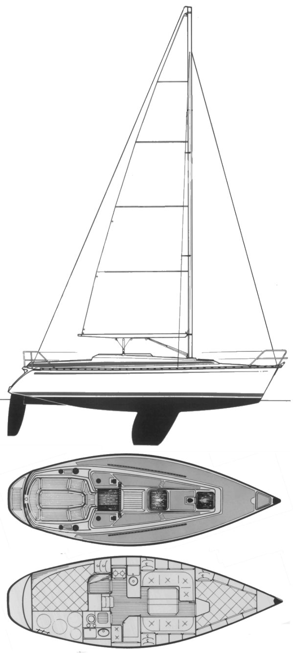 Bavaria 320 sailboat under sail