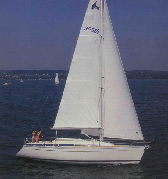 Bavaria 340 sailboat under sail