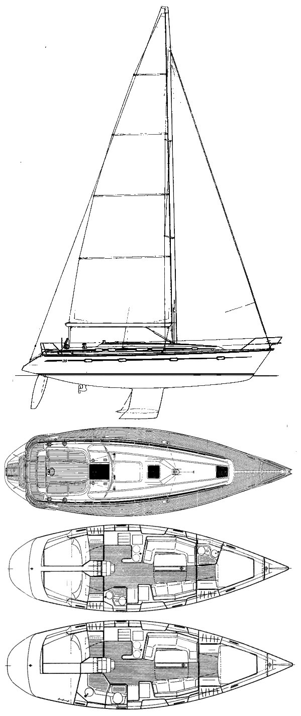 Bavaria 39 sailboat under sail