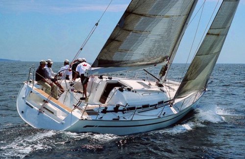 Bavaria match 42 sailboat under sail
