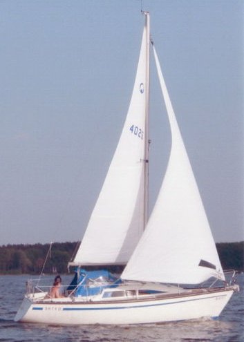 Bavaria 820 sailboat under sail