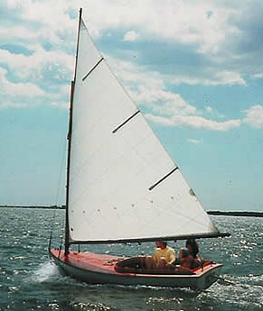 Beetle cat sailboat under sail