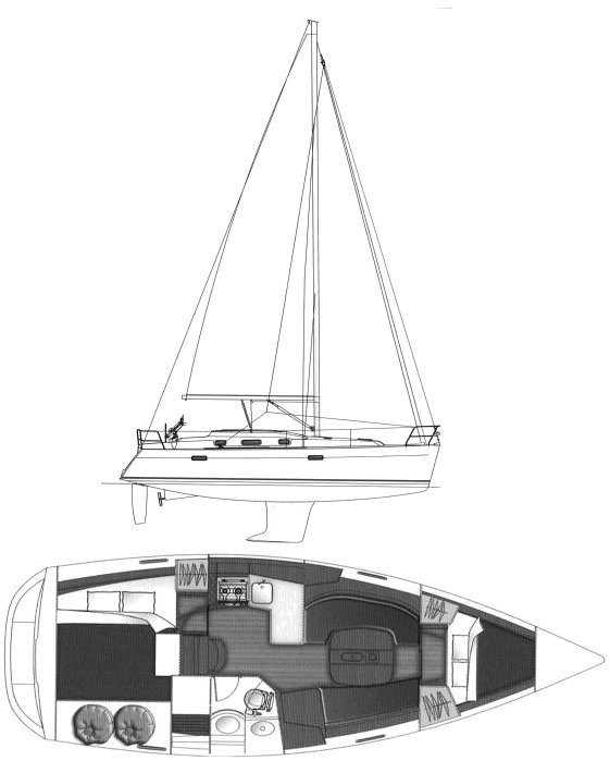 Oceanis 343 Beneteau sailboat under sail