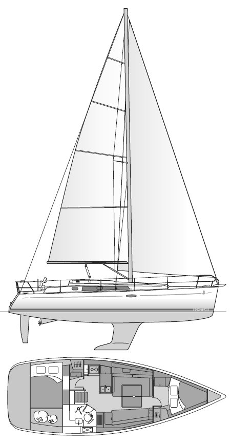 Beneteau 37 sailboat under sail