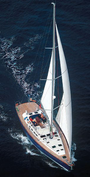 Beneteau 57 sailboat under sail