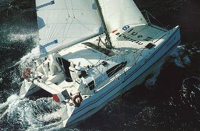 Blue 2 Beneteau sailboat under sail