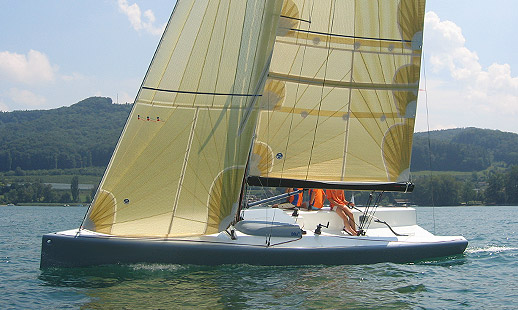 Blu30 sailboat under sail