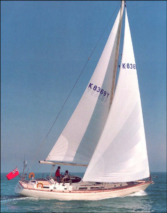 Bluewater 476 sailboat under sail