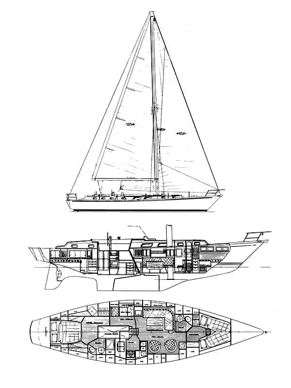 Bristol 47.7 sailboat under sail